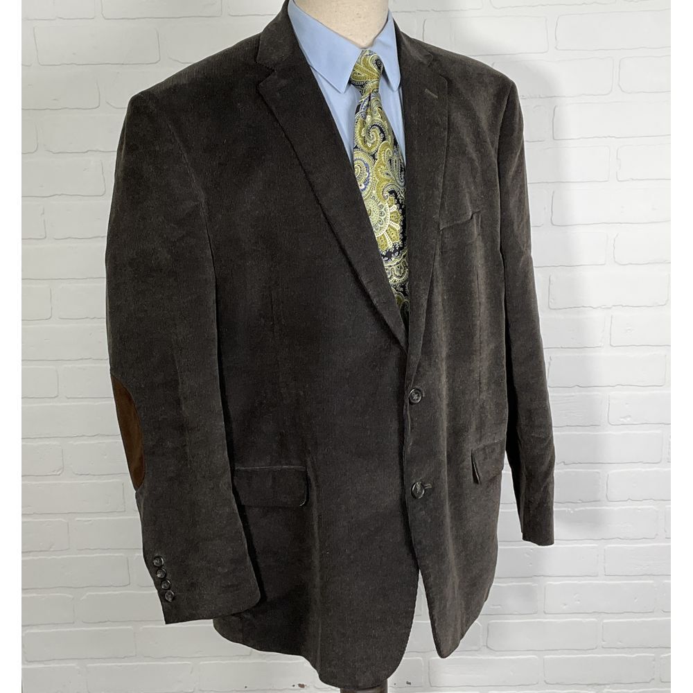 Chaps Blazer Men 50 Dark Brown Corduroy Faux Elbow Pads Classic 2 Button Jacket